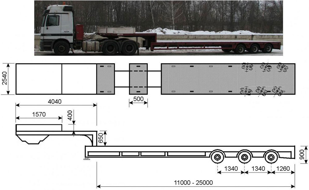 Конструкция прицепа для негабарита